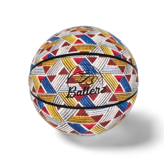 Ballon de basket imprimé wax Mosaïque triangle